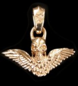 10k Quarter Wing Skull Pendant