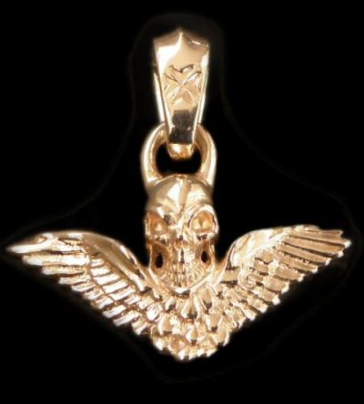 Photo1: 10k Quarter Wing Skull Pendant