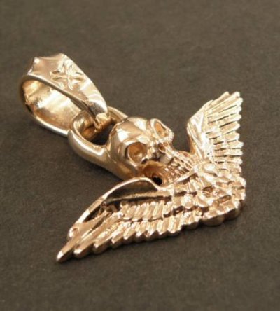 Photo4: 10k Quarter Wing Skull Pendant