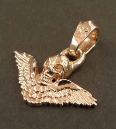 Photo2: 10k Quarter Wing Skull Pendant