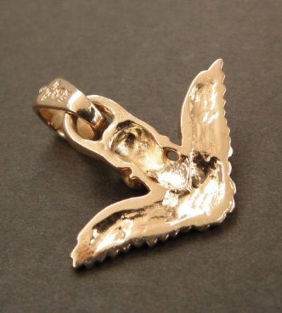 Photo3: 10k Quarter Wing Skull Pendant