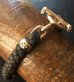 Photo5: 10k Pink Gold Half 4Heart Crown Braid Leather Bracelet