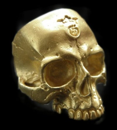 Photo2: 10k Gold Large Skull Without Jaw Ring(Mud Finish)