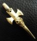 Photo11: 10k Gold Half Single Skull Dagger Round Bottom Pendant(Mud Finish)