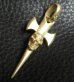 Photo20: 10k Gold Half Single Skull Dagger Round Bottom Pendant(Mud Finish)