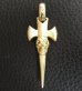 Photo12: 10k Gold Half Single Skull Dagger Round Bottom Pendant(Mud Finish)