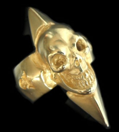 Photo1: 10k Gold Skull with Spike Ring