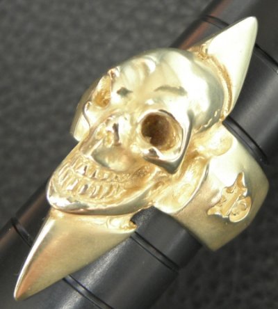 Photo2: 10k Gold Skull with Spike Ring