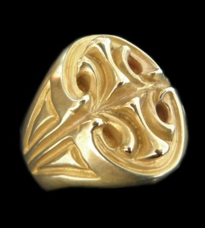 Photo1: 10k Gold Sculpted Oval Signet Ring