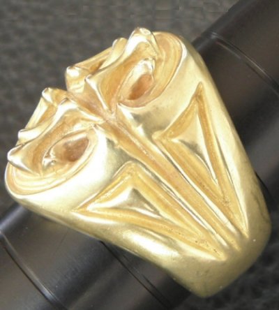 Photo2: 10k Gold Sculpted Oval Signet Ring