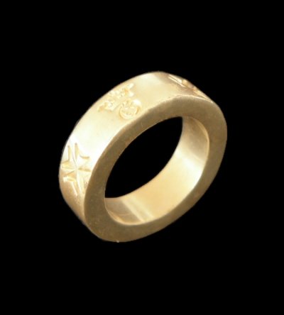 Photo1: Gold Flat Bar Ring Bold