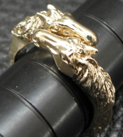 Photo2: Gold Horse Quarter Triangle Wire Bangle Ring