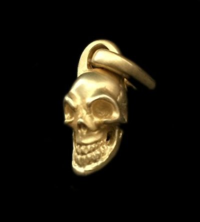 Photo1: 10k Green Gold Quarter Single Skull Pendant (Mud Finish)