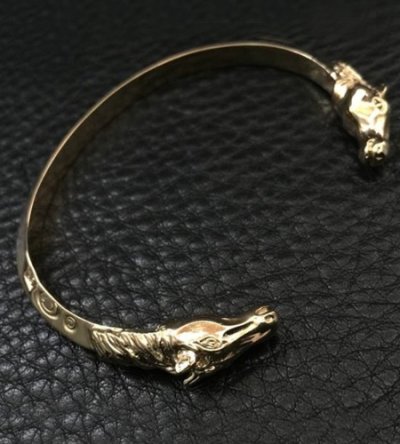 Photo2: 10k Gold Quarter Horse Triangle Wire Bangle