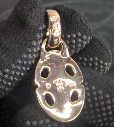 Photo2: 10k Red Gold Quarter Sclupted Oval Pendant