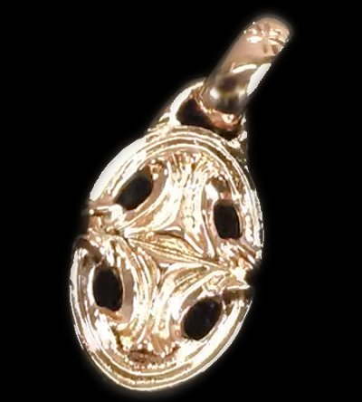 Photo1: 10k Red Gold Quarter Sclupted Oval Pendant