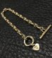 Photo8: 14k Gold 5mm Marine Chain Bracelet With Drop G&Crown Heart Plate