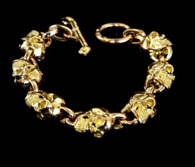 Photo1: 18k 7 Skull Bracelet