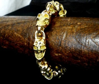 Photo4: 18k 7 Skull Bracelet