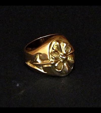 Photo4: 18k Cross Oval Signet Ring