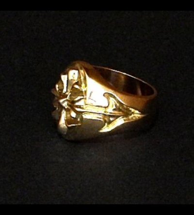 Photo2: 18k Cross Oval Signet Ring