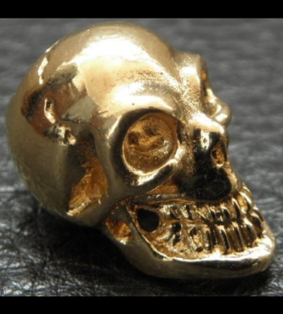 Photo2: 18k Gold Single Skull Beads