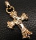 Photo6: Gold One Eighth Long 4 Heart Crown Cross With H.W.O Pendant