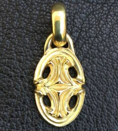 Photo2: 18k Quarter Sclupted Oval Pendant