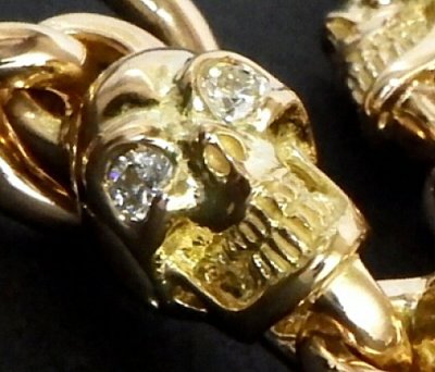 Photo2: 18k 7 Skull with Diamond Bracelet