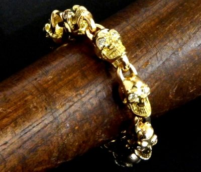 Photo4: 18k 7 Skull with Diamond Bracelet