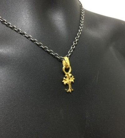 Photo2: 24k Gold 1/16 Grooved Cross Pendant