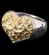 Gold Heart On Silver Ring