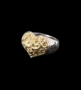 Gold Heart On Silver Ring