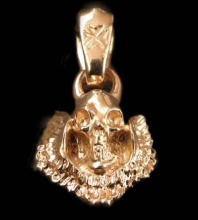 Photo1: 10k Quarter Skull wing Pendant