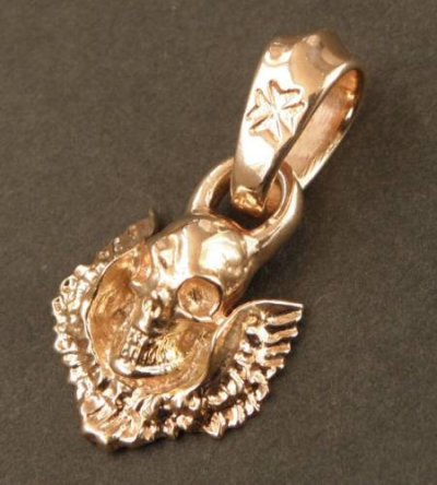 Photo2: 10k Quarter Skull wing Pendant