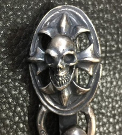 Photo2: Skull On Cross Oval Keeper With Smooth Anchor Chain & H.W.O Key Chain