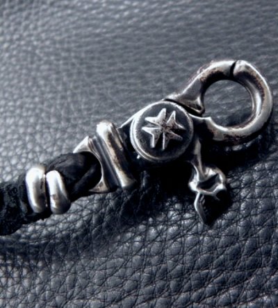 Photo2: Skull On Clip With Old bulldog Bride Leather Key Chain