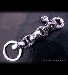 More Photo1: Skull on clip with maltese cross H.W.O & chiseled anchor key ring