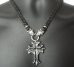 Photo14: Half grooved cross with Half 2bulldogs braid leather necklace