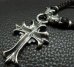 Photo4: Half grooved cross with Half 2bulldogs braid leather necklace