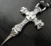 Photo10: Half Hammer Cross With 2Skull & Double Face Dagger Necklace