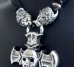 Photo3: Half Face On Battle-Ax Cross With 2 Lions Bride Leather Necklace