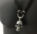 Photo11: Large Skull Pendant With Braid Leather Necklace