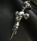 Photo12: Large Skull On 2Skulls Hammer Cross Double Face Dagger With 2Panthers Braid Leather Necklace