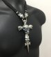 Photo4: Large Skull On 2Skulls Hammer Cross Double Face Dagger With 2Panthers Braid Leather Necklace