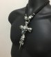 Photo3: Large Skull On 2Skulls Hammer Cross Double Face Dagger With 2Panthers Braid Leather Necklace