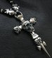 Photo20: Large Skull On 2Skulls Hammer Cross Double Face Dagger With 2Panthers Braid Leather Necklace