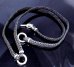 Photo1: C-ring With Quarter Braid Leather Necklace (Platinum Finish) (1)