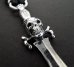 Photo2: Half Dagger With Skull &Half 2 Old Skulls braid leather necklace (2)