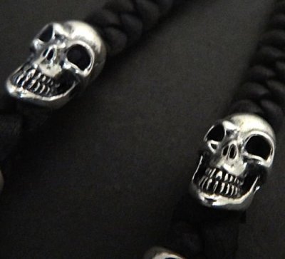 Photo5: Single Skull & 2 Old Bulldogs With braid leather necklace On 2 Skulls